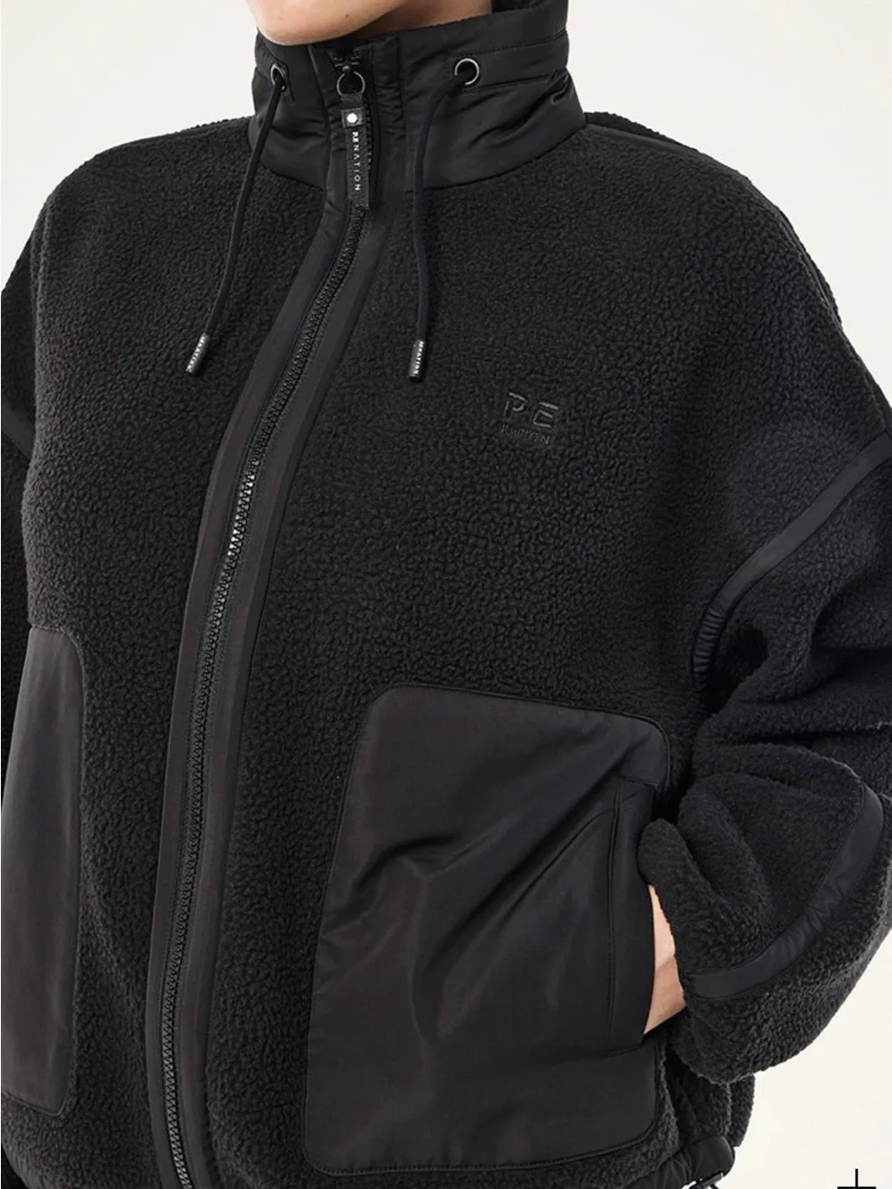 P.E Nation Lennon Sherpa Jacket In Black won’t leave up on posh long sz large - Picture 3 of 9